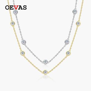 Pendant Necklaces OEVAS 100% 925 SterlSilver 3CT SparklMoissanite Womens 40cm Chain Necklace High Quality Elegant Charm Exquisite Jewelry J240516