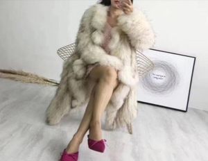 Faux räv päls kappa kvinnor039s päls jacka trimmad vinter mode av hög kvalitet elegant Ryssland tjocka vintage8098322