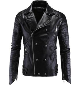 Jaqueta de couro PU PU Jaqueta de streetwear Winter Male Punk Jacket com botões de crânio Zippers Tamanho asiático M5XL5297310