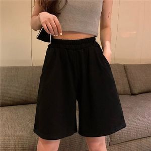 2023 Elasticidade curta de verão curto estilo coreano shorts casuais estudantes harajuku simples coloria sólida mulher solta calça 240513