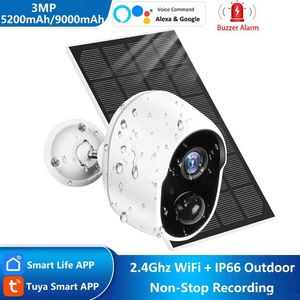 Wireless Camera Kits 3MP Tuya Smart Life 5200/9000mAh Rechargeable Battery Solar Outdoor WIFI 1080P Monitoring Safety Alarm Alexa Google Camera J240518