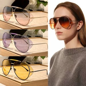 Óculos de sol Mens e glasses femininos de femininos sem moldura Trend Trend Now Style Driving Sunglasses Lens Pernas Gold Metal Metal sem moldura Lentes grandes TF900