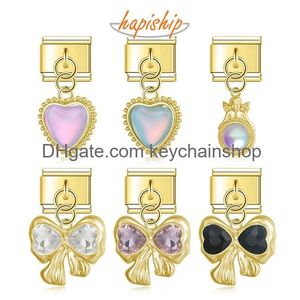 Charms Hapiship 2024 New Fashion Women Heart Bowknot Angel Italian Links Fit 9Mm Stainless Steel Bracelet Diy Jewelry Dj1046 Drop Deli Otg2J