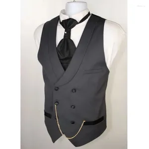 Men's Vests Dark Gray Double Breasted Vest For Men Suit Waistcoat With Shawl Lapel 1 Piece Custom Man Clothing
