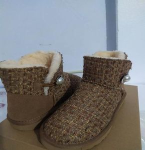 Modedesigner kvinnor barn ankel snö stövlar ko split topp hög kvalitet ankelstövlar rosa beige svarta skor boot4249603