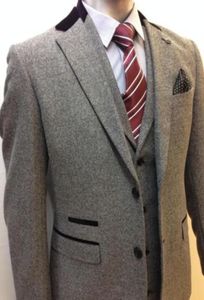 custom made New personality gray herringbone casual suit threepiece suit Exquisite handcutting coat vest pan58697759931432