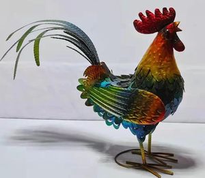 Arts and Crafts Metal iron Multicolor cock dawn ornament home creative decoration shop Rooster wealth gift2506023