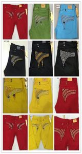 Nowe bezpłatne wysyłki mężczyzn proste dżinsy klasyczne dżinsowe spodnie Robin dżinsy, wysokiej jakości bawełniany smażony śnieg dżinsy Decorat 30-427458073