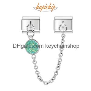 Charms Hapiship 2024 Women Fashion Round Shiny Star Chain Link Italian Charm Fit 9Mm Bracelet Stainless Steel Making Diy Jewelry Dj106 Otdri