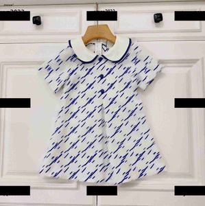 Top Girl Clothing Embroidered Grid Pattern Kids Dress Button Decoration Baby Dress Chiffon Material Kjol Summer Produkt
