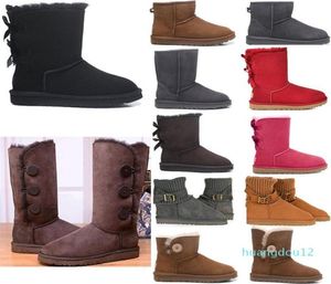 Wholesale Women Girls Designer Shoes Boots Outdoor Ankle Snow Boot Leather Chestnut Midnight Blue Black Grey Platform Winter Booties Sneakers8365898