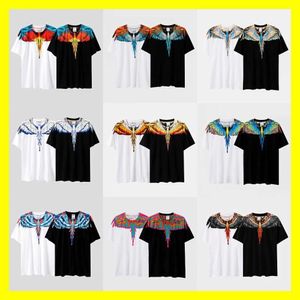 Chaopai MB Short Sleeve Gradient Colorful Wing T-shirt for Men and Women Couples Black White Feather Half Tee