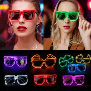 EL Light Up Wireless LED Wire Glowing Eyewear in the Dark Neon Glasses Women Mens Costume Sunglasses for Halloween Carnival Festival Party JJ 5.20