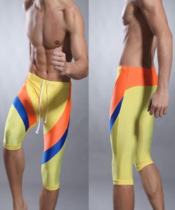 Roupas de banho long superbody masculino nadar meia calça mans maiô de maiô dupla camada interna gaze nadar tronco 1509st7330044