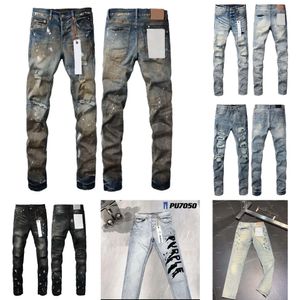 Mens jeans Designer purples brand skinny Pull straight Wash old long black pants dry than s