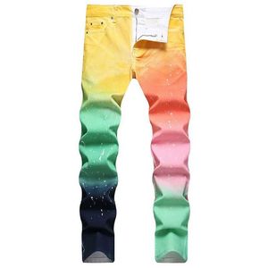 Men's Pants 2023 New SprMen Colored Jeans Mens Skinny Elastic Slim Straight Jeans Male Denim Casual 97% Cotton Pants Vaqueros Hombre J240510