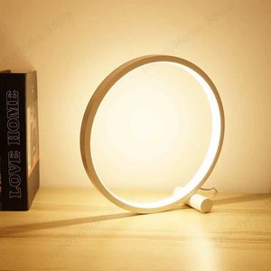 Lâmpadas tons de 25 cm LED LED simples anel circular lâmpada de mesa de cabeceira de cabeceira restaurante hotel hotel lâmpada decorativa redonda de redonda Y240520S698