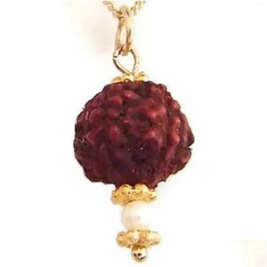 Other Pendants Natural Rudraksha Gemstone Beads Pendant Gold Necklace Christmas Thanksgiving Day Emotional Beaded Blessing Glowing Y Dh3Jv
