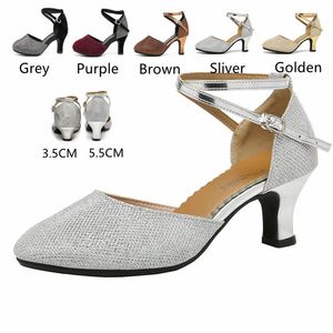 Kadınlar için Balo Salonu Dans Ayakkabıları Latin Dans Ayakkabıları Lady Kapalı Ayak Tip Salsa Ayakkabı Düşük Topuklu Zapatos Baile Latino Mujer 3.5cm/5.5cm 240520