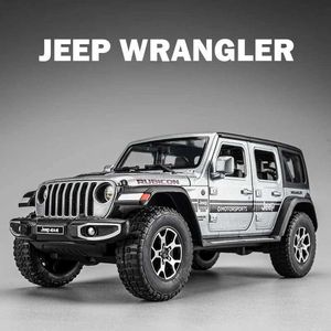 Diecast Model Cars Diecast 1 22 Jeep Wrangler Rubicon Alloy Car Model Simulaton Collective Toy Vehicles Home Decor Boys Car Gift Sound and Light Y240520B4DB