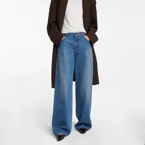 Jeans femminile The R0W 24SS Casual Peplum High Waist Female Gamba larga Draping Drive Drivery Streetwear Y2K Pants