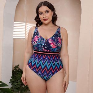 2022 Summer Women Swimsuit One Piece Plus Bikinis Floral Print Badkläder Stor stor storlek Beachwear Bathing Suits L2405