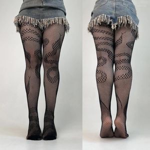 Frauen Socken sexy spitzen gemusterte Strumpfhosen Schlangenfischnetzstrümpfe Strumpfhosen Leggings Netz für Party Club