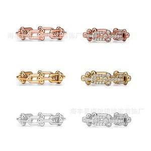 Designer neue Marke 925 Sterling Silber U-förmige Hufeisenschnalle Kette Voller Diamant Gold plattiert 18K Rose Herren und Frauen