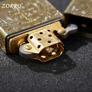 Lighters Authentic Zorro Vintage High end Waterproof Sealed Armor Constantine Gas Lamp Heavy Metal Gasoline Lamp Mens Gift S2451318