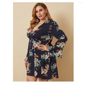 Casual Dresses Plus Size Floral Print Retro Dress Long Sleeve Elegant Women Party Female A-Line Vestidos 60s 50s Vintage Boho