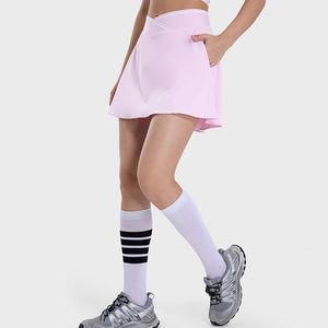 L-100 neuer heißer Mädchenrock, Sportrock mit eingebauten Shorts, atmungsaktivem Schweiß und schnell trocknendem Outdoor-Rock, geeignet für Yoga, Fitness, Golf und Tennis geeignet