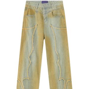 Men's Jeans Streetwear Reaven Mens Y2k Hip Hop Distressed Retro Baggy Black Pants Harajuku Gothic High Waist Wide Leg Trousers