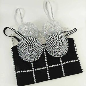 Tank da donna Camis 2024 Donne Summer Rhinestone perline perle Corset Tops Sexy Tops Fashion Women Crop Top Tops Abiti vestiti CAMIS Y240518