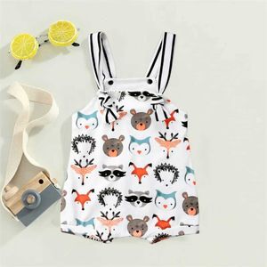 Jumpsuits 2023 Newborn Baby Summer Romper Jumpsuits Boys Girls Clothing Infant Animal Print Sleeveless Playsuits Toddler Overalls Y240520U80I