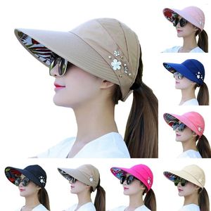 Breda randen hattar Fisherman's Hat Women's Summer Foldble Sunscreen Beach Sunshade Sun For Women stort huvud