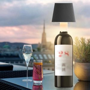 Table Lamps Creative Lamp USB Rechargeable Night Light Striped Wine Bottle Desktop Lights Touch Switch For Living Room Bar Cafe Decor