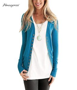 11 färger kvinnor Cardigan tröja damer 2018 Autumn Long Sleeve Solid Elegant Single Breasted Open Stitch Slim Outwear Knit Coat8820443