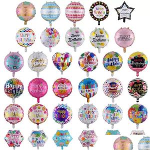 Party -Dekoration Großhandel 18 Zoll Geburtstag Ballons 50pcs/Los Aluminium bevorzugt Foliendekorationen Viele Muster Drop Lieferung Home Garde Dhr7Q