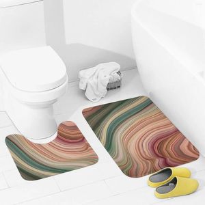 Tappeti da bagno tappeti da bagno set 2 pezzi a strisce verdi e grigie assorbenti tappeto con contorno a forma di U