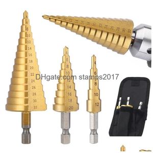 Drill Bits Titanium Coated Step Bit High Speed Steel Metal Wood Hole Cutter Cone Drilling Tool Drop Delivery Home Garden Tools Dhzm2