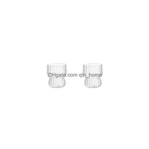 Canecas Tumbllers de vidro Copo de copo de copo de copo de caneca resistente ao calor Clear no café da manhã Drinkware R230712 Drop Deliver