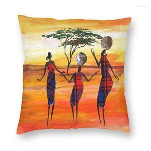 Pillow Tribal Style African Women Life Cover Decoration Exotic Africa Throw for Living Room Printing