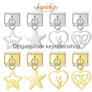 Charms Hapiship 2024 Women Fashion Star Heart Cat Butterfly Italian Charm Links Fit 9Mm Stainless Steel Bracelet Making Jewelry Dj1078 Othgk