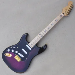 Vänster hand 6 strängar Purple SSS Pickups Electric Guitar med Maple Fretboard 22 banden kan anpassas