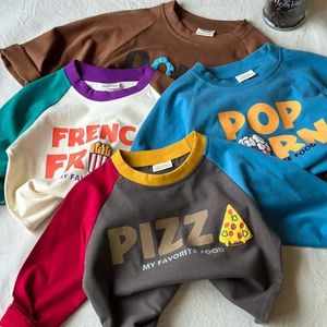 Barn T Shirts 2024 Autumn T-shirt för barn långärmad flickor toppar pojkar tees 1-10 år skola baby blus småbarn ytterkläder 240425