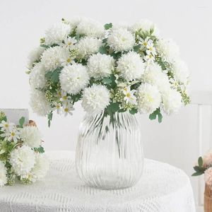 Dekorative Blumen Blumenzweige künstliche Blume Realistische Chrysanthemen Löwenzahn Herzstück für Hochzeitstisch