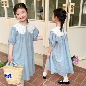 Девушка платья Congme 3-8 лет для девочек платье одежды детская модная корейская половая шея с коротким рукавом милые платья принцессы D240520