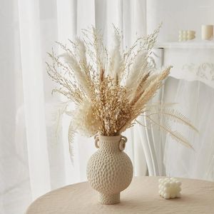 Vaser estetisk keramisk rund vas heminredning modern porslin vardagsrum skrivbord prydnad vit blomma arrangemang trädgård