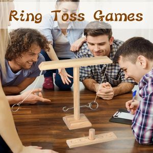 Ring Toss Game for Kids Adults Domowe Gry Picie Picie Szybkie ręczne ręczne drewniane gier planszowych Pakiet drabinkowy bary na zewnątrz 240517