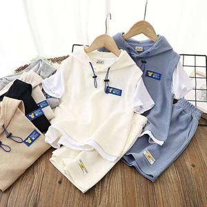 BABY BOY COSTO SET T-SHIRTS E SHATHS SHEDS CHIEDS GIURMI WAFFLE PATCHLOWWORT Top Bottom 2Pcs Outfit Traccettatura L2405 L2405